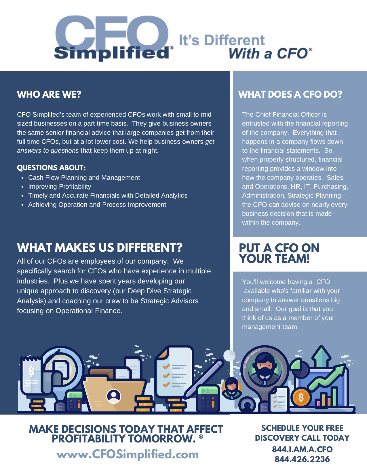 A guide to CFO Simplified representing how Chicago CFO services can benefit your company.
